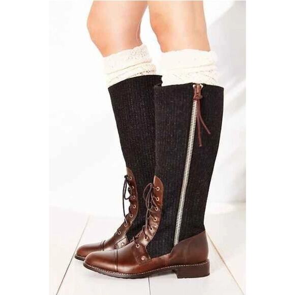 Woolrich Women's 8 Tall Gray Wool riding boots Brown Roadhouse Salt Marsh Combat - Picture 1 of 11